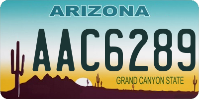 AZ license plate AAC6289