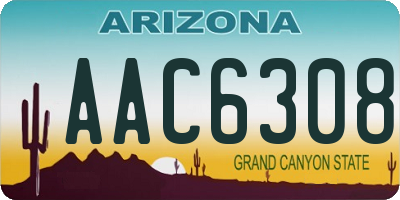 AZ license plate AAC6308