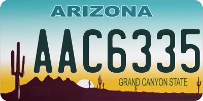 AZ license plate AAC6335