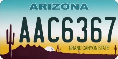 AZ license plate AAC6367