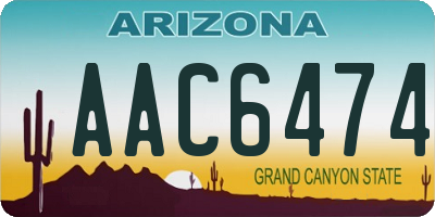 AZ license plate AAC6474
