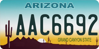 AZ license plate AAC6692