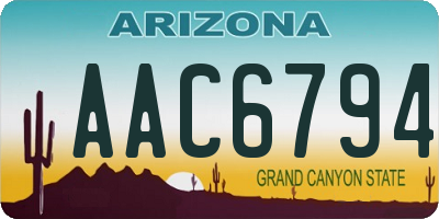 AZ license plate AAC6794