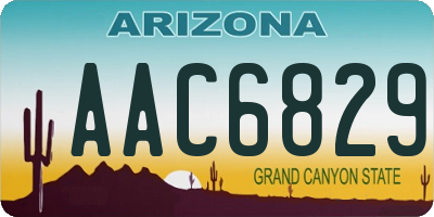 AZ license plate AAC6829