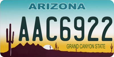 AZ license plate AAC6922