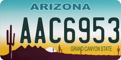 AZ license plate AAC6953