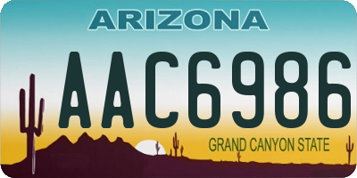 AZ license plate AAC6986