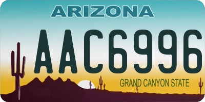 AZ license plate AAC6996