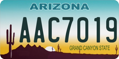 AZ license plate AAC7019