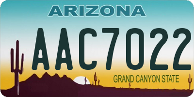 AZ license plate AAC7022