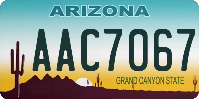 AZ license plate AAC7067