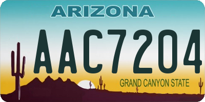AZ license plate AAC7204