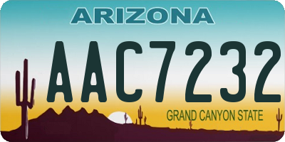 AZ license plate AAC7232