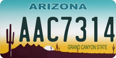 AZ license plate AAC7314