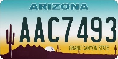 AZ license plate AAC7493