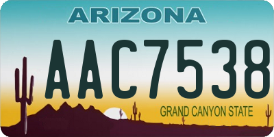 AZ license plate AAC7538