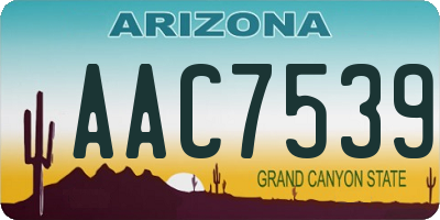 AZ license plate AAC7539