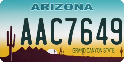 AZ license plate AAC7649