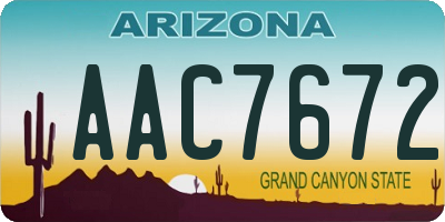 AZ license plate AAC7672