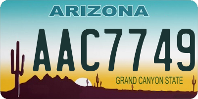 AZ license plate AAC7749