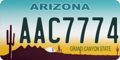 AZ license plate AAC7774