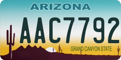 AZ license plate AAC7792