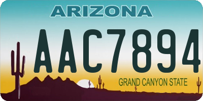 AZ license plate AAC7894