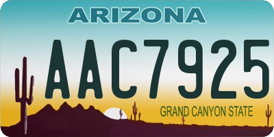 AZ license plate AAC7925