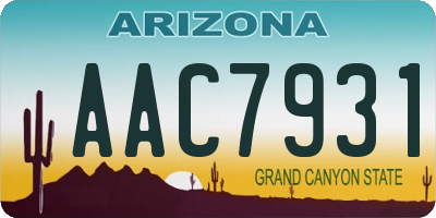AZ license plate AAC7931