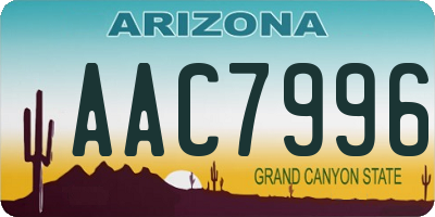 AZ license plate AAC7996