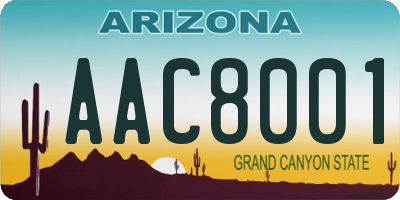 AZ license plate AAC8001