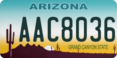 AZ license plate AAC8036