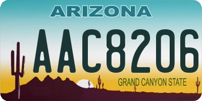 AZ license plate AAC8206