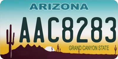 AZ license plate AAC8283