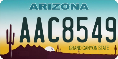 AZ license plate AAC8549