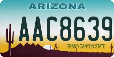 AZ license plate AAC8639