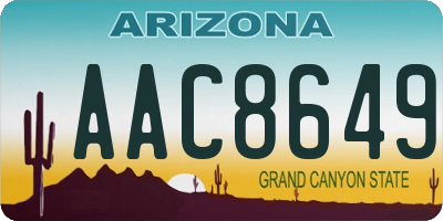 AZ license plate AAC8649