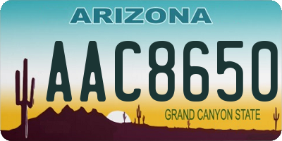 AZ license plate AAC8650