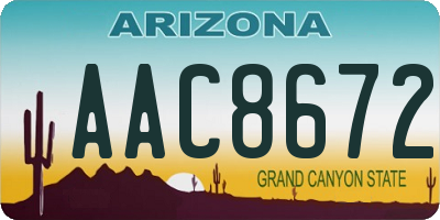 AZ license plate AAC8672