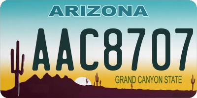 AZ license plate AAC8707