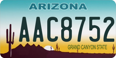 AZ license plate AAC8752