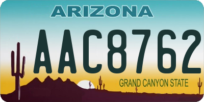 AZ license plate AAC8762