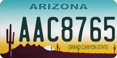 AZ license plate AAC8765