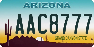 AZ license plate AAC8777