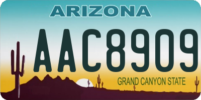 AZ license plate AAC8909