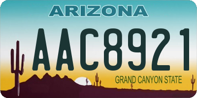 AZ license plate AAC8921