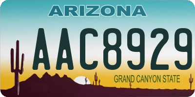 AZ license plate AAC8929