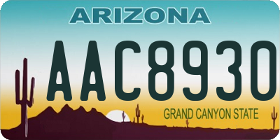 AZ license plate AAC8930