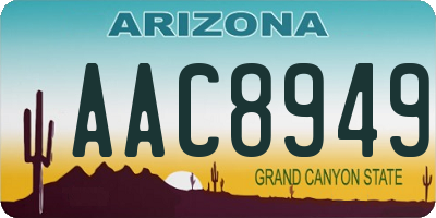 AZ license plate AAC8949