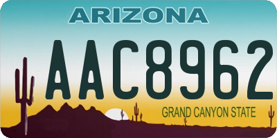 AZ license plate AAC8962